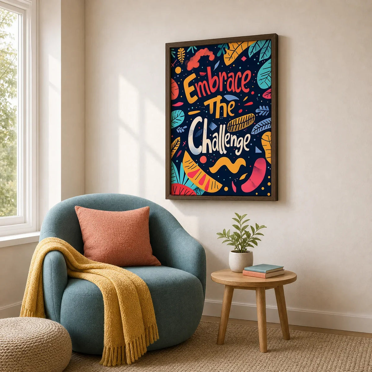 Nordic Motivational Quote Canvas Wall Art | Colorful Poster Print