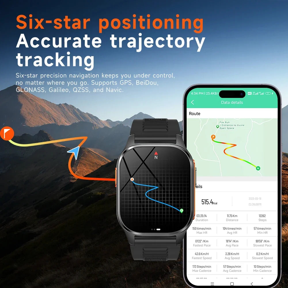 Yoateo Men's Smartwatch | Built-in GPS, Fitness & Compass