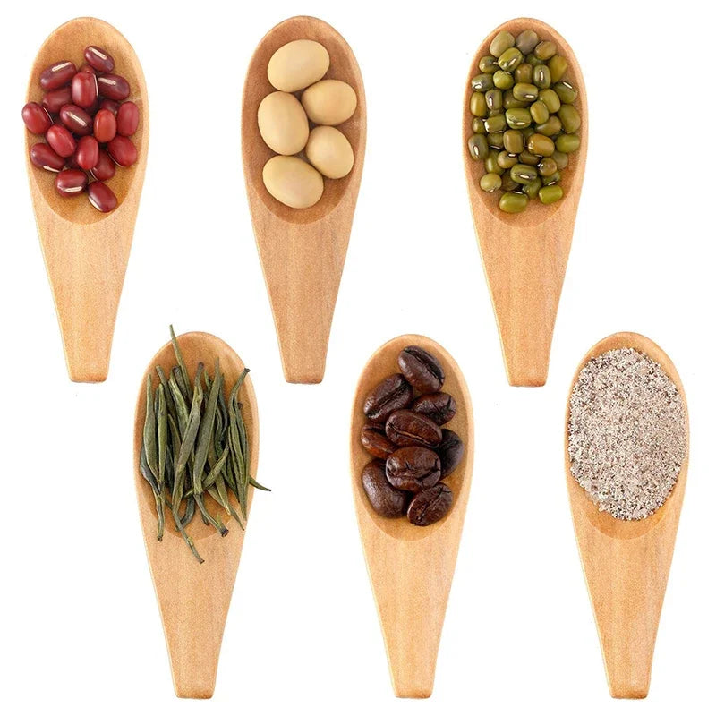 Wood Mini Tea Spoons Set of 5 – Coffee & Sugar Scoops 7cm