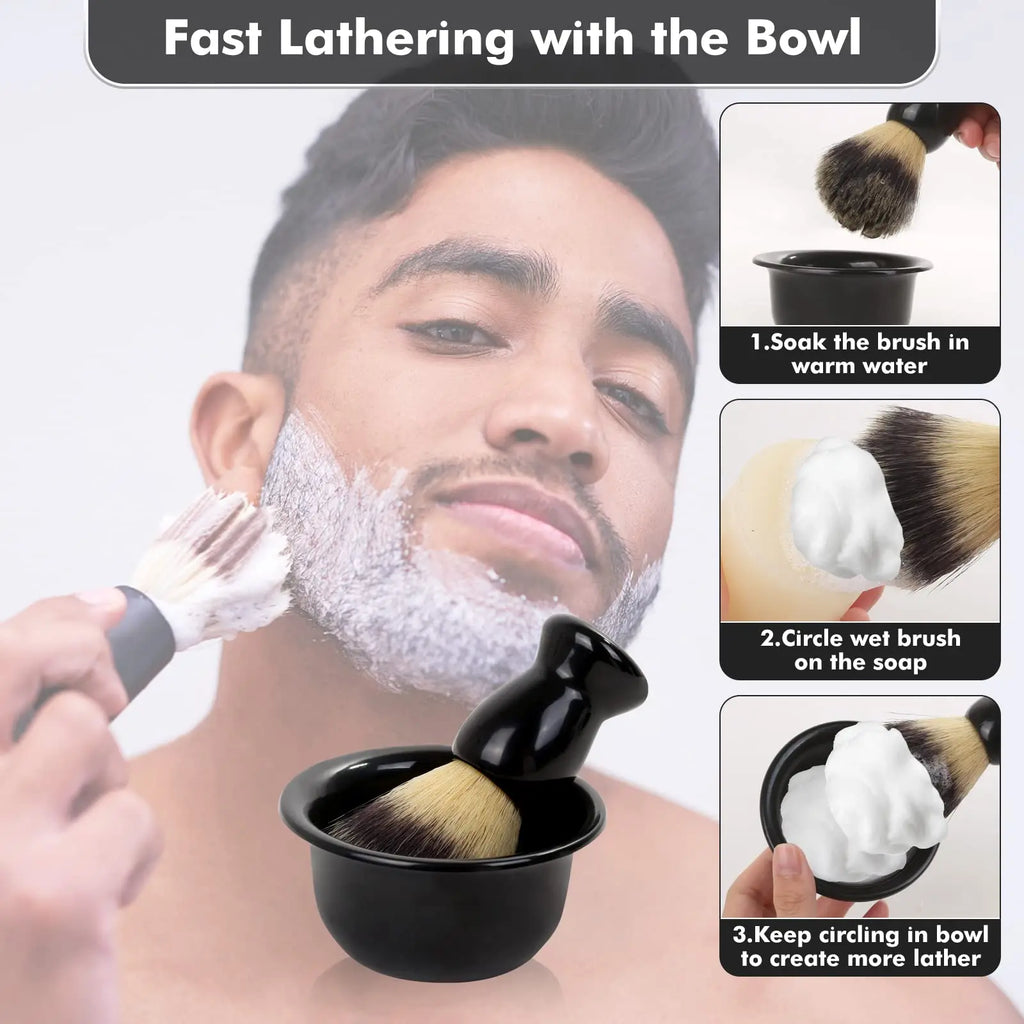 3-in-1 Men's Shaving Brush, Bowl & Stand Set | Wet Shave Kit