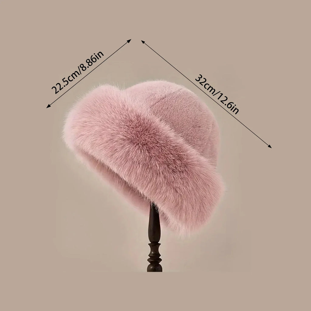Women's Fluffy Mongolian Beanie – Warm Winter Knit Hat