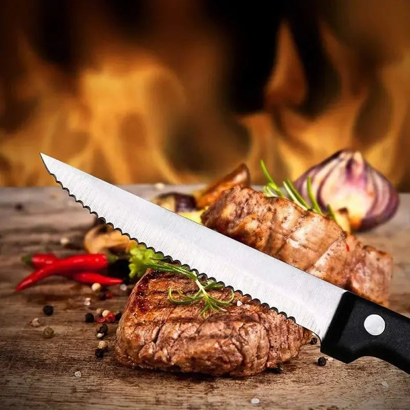 Serrated Stainless Steel Steak Knives Set – 6 or 12 Pcs