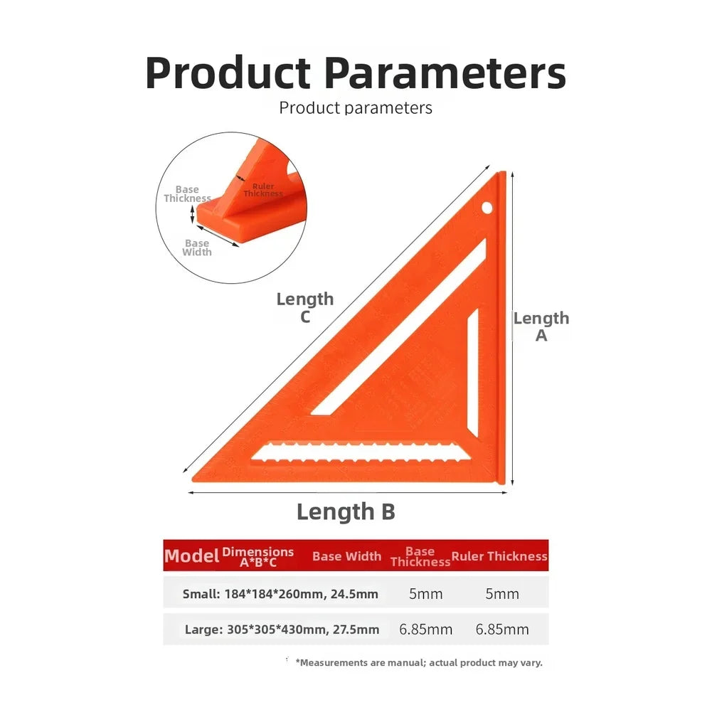 Triangle Ruler 7" & 12" – Woodworking Angle Measuring Tool
