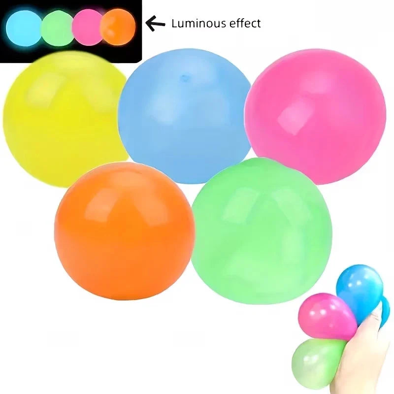 5 Glow-in-the-dark Sticky Ceiling Balls Fidget Toys Stress Relief