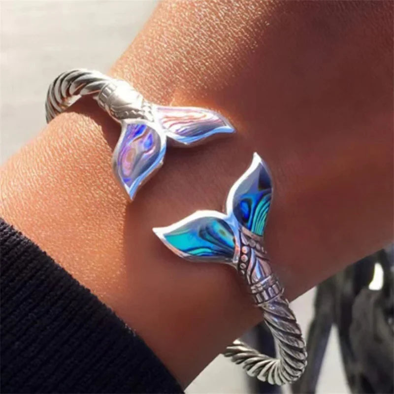 Mermaid Tail Bangle Bracelet – Adjustable Zinc Alloy Cuff