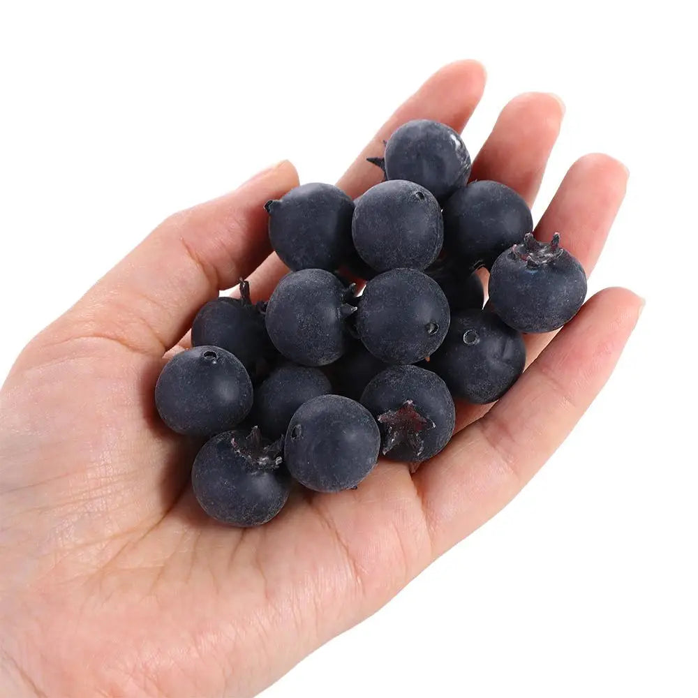Artificial Blueberry Décor Props – 20pc Fake Foam Berries