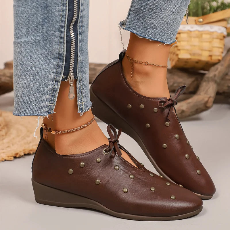 Women's Lace-Up Mary Jane Ballet Flats – French Style Leather