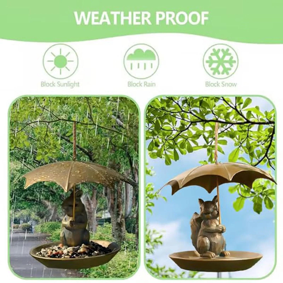 Metal Animal Umbrella Bird Feeder | Garden Yard Decor Gift
