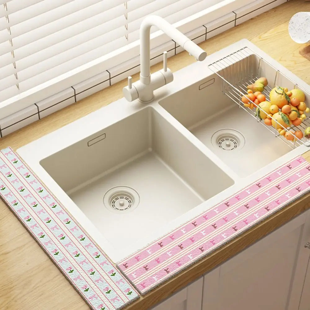 Cute Wood Pulp Cotton Sink Countertop Absorbent Pad Cartoon Quick Dry