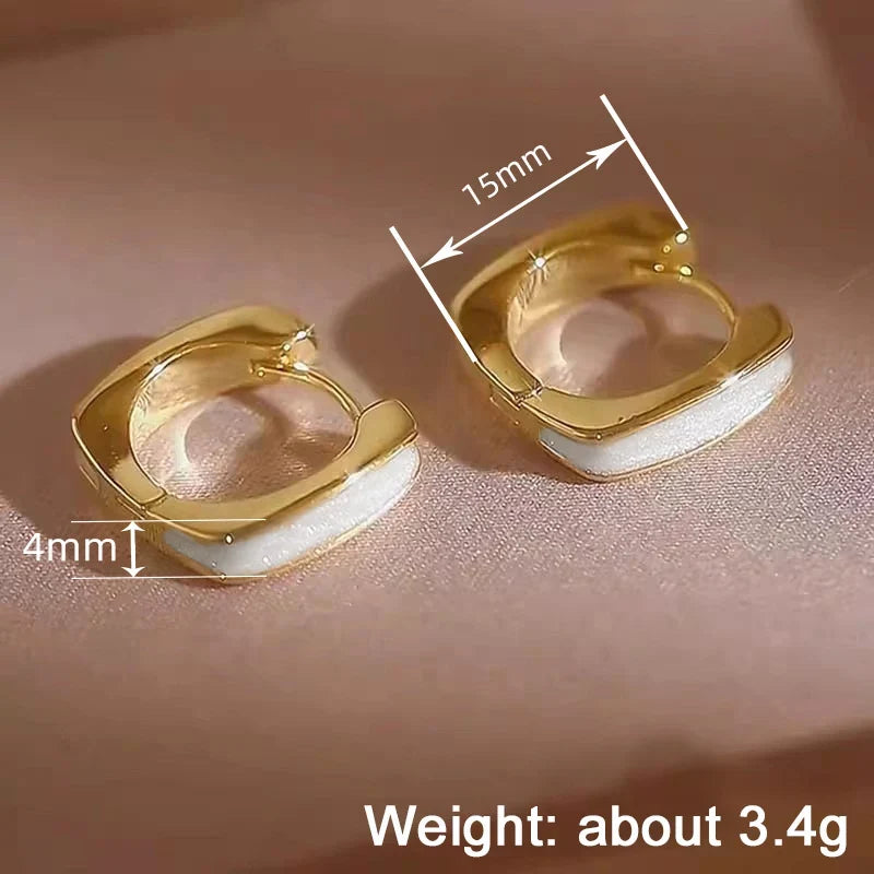 Huitan Enamel Hoop Earrings – Trendy Women's Fashion Jewelry