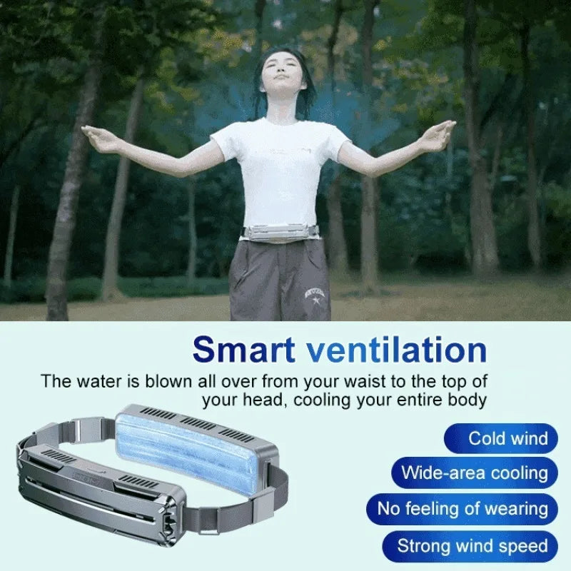 Portable USB Waist Fan – 3-Speed Rechargeable Cooling Belt