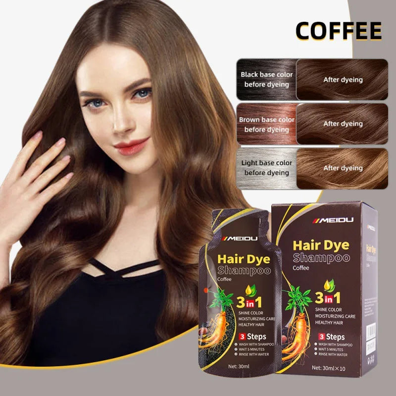 Meidu 3-in-1 Hair Dye Shampoo – Instant Gray to Black, 30ml