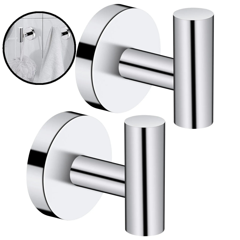 2-Pack Stainless Steel Wall Towel & Robe Hooks | Polished