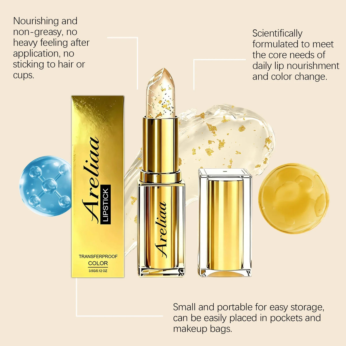 Gold Foil pH Color Changing Lip Balm | Moisturizing Lip Gloss