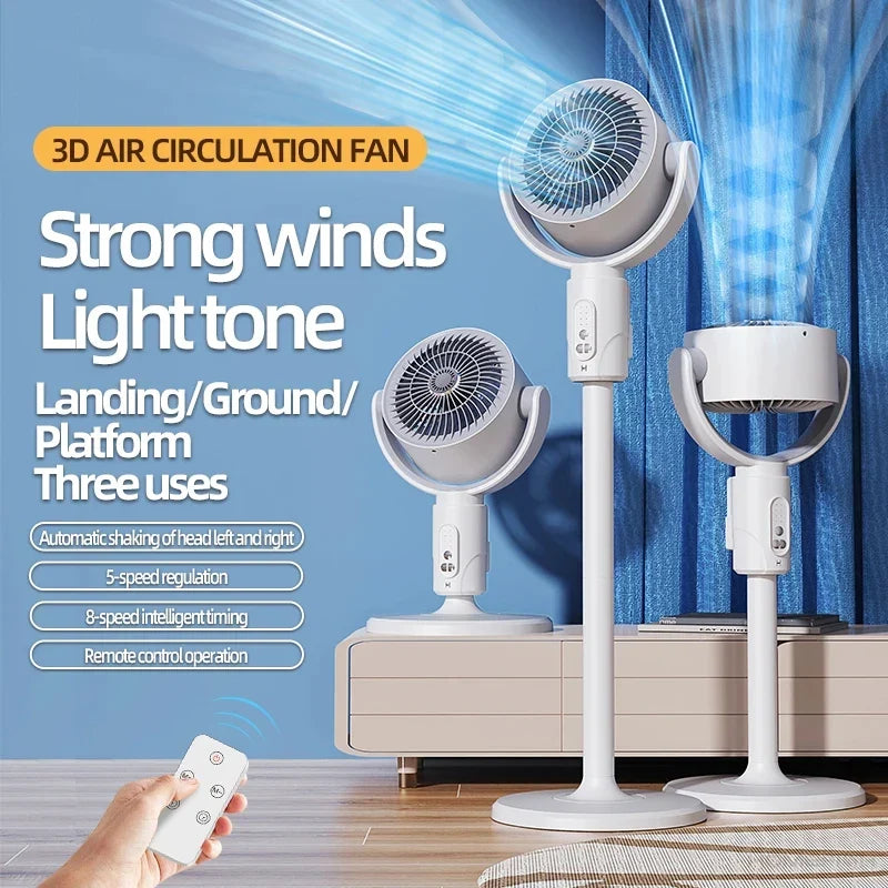 HOMEFISH 360° Smart Floor Fan | Remote & Adjustable Height