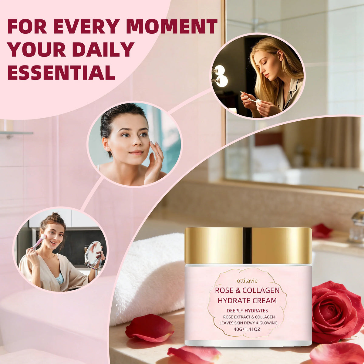 Ottilavie Rose Collagen Hydrating Face Cream | All Skin Types