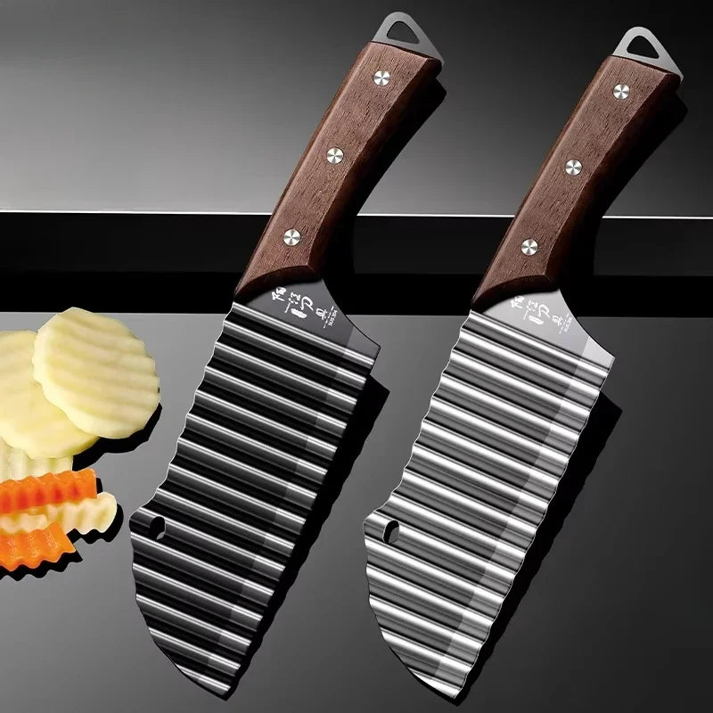 PLYS Stainless Steel Wavy Blade Potato Cutter & Veg Chopper