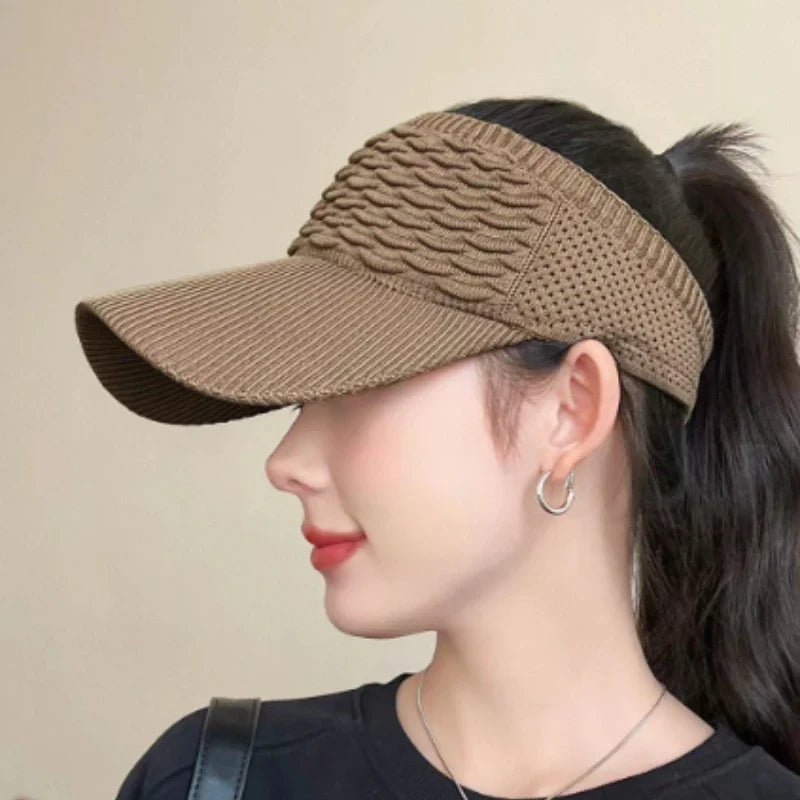 Women's Knitted Wide Brim Sun Hat – Breathable Beach Cap