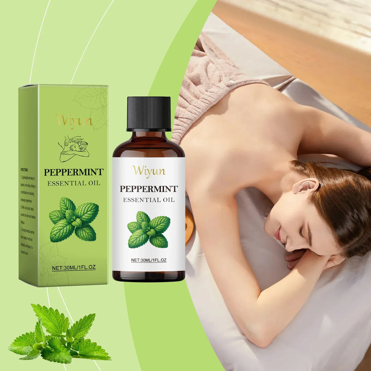 WIYUN Peppermint Body Massage Oil | Lightweight Skin Moisturizer