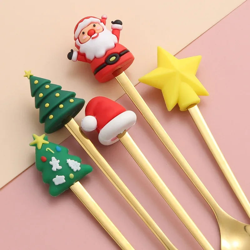 1 2 4 Fancy Christmas Cartoon Doll Sets Stainless Steel Tableware