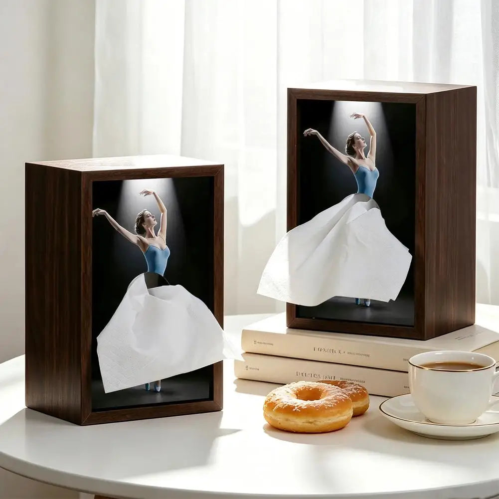 Ballerina Wooden Tissue Box Cover | Ballet Dancer Napkin Holder