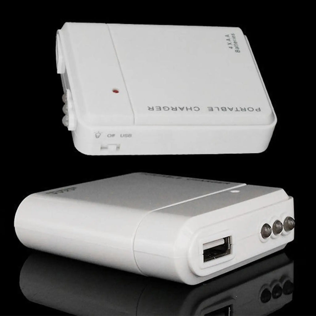 4-Slot AA Battery USB Power Bank – Emergency Charger & LED