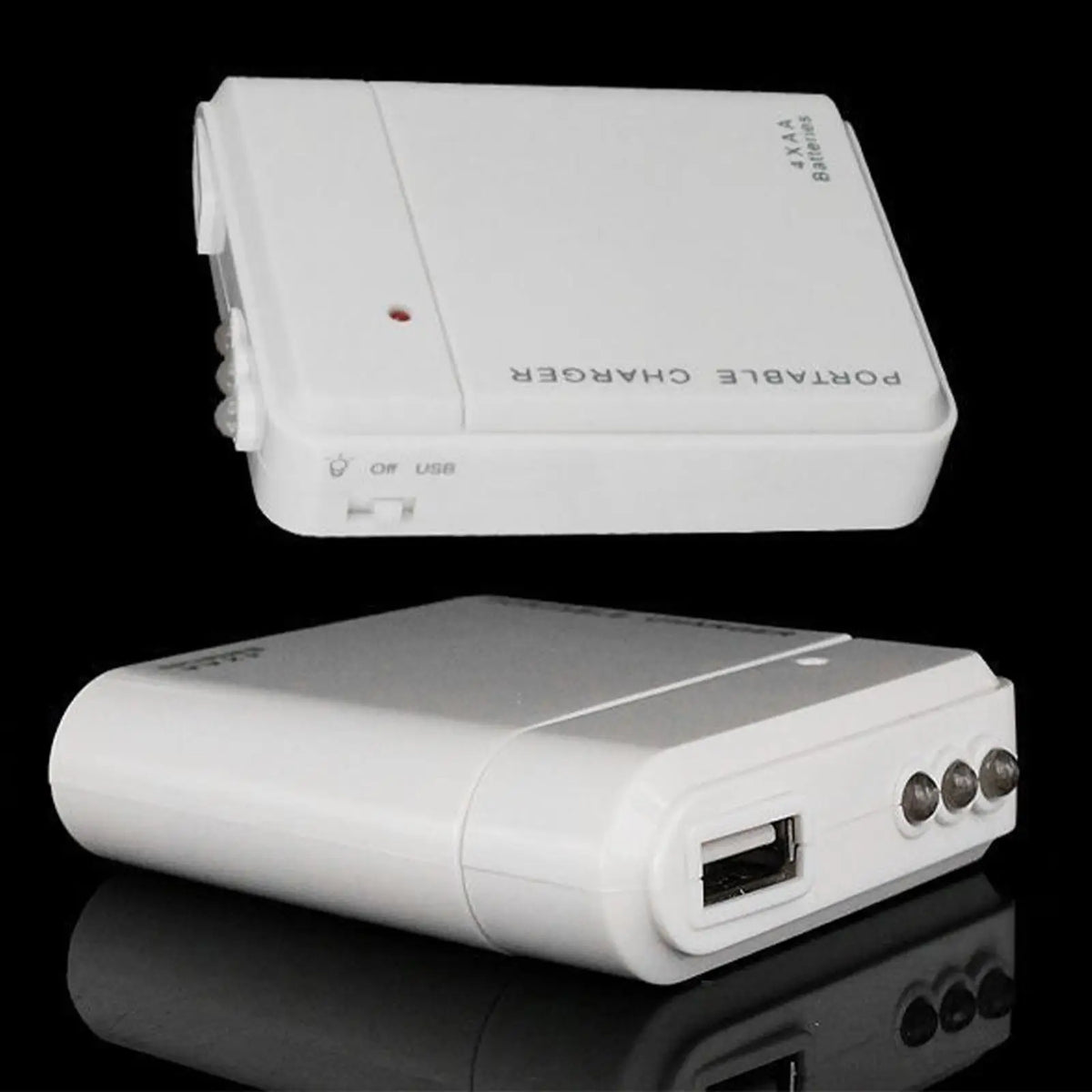 4-Slot AA Battery USB Power Bank – Emergency Charger & LED