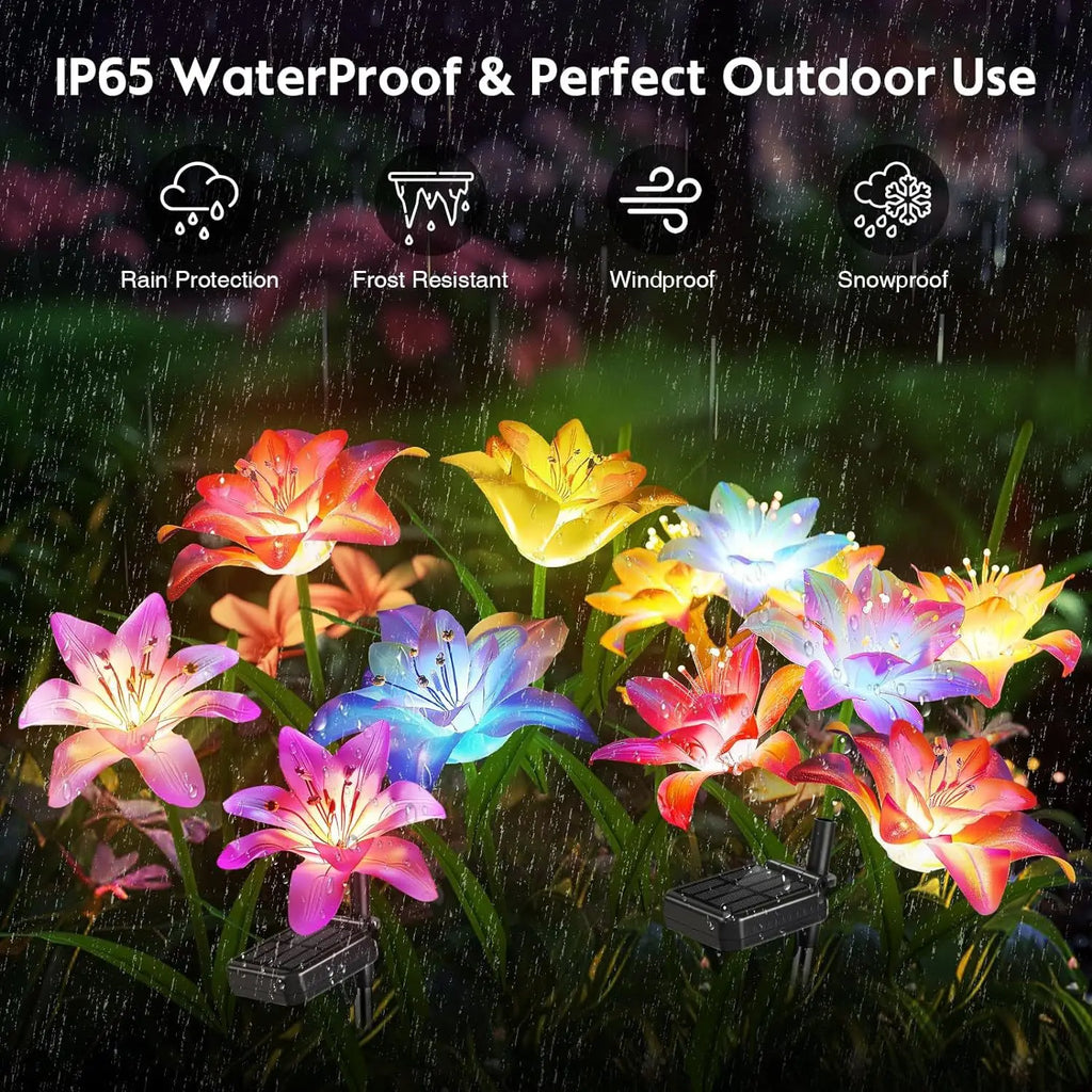 Solar Outdoor LED 4-head Dahlia Decorative Lamp Garden Lawn