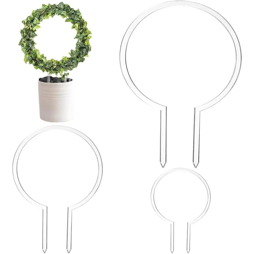 3-Pack Round Acrylic Trellis for Potted Climbing Plants – 3 Sizes
