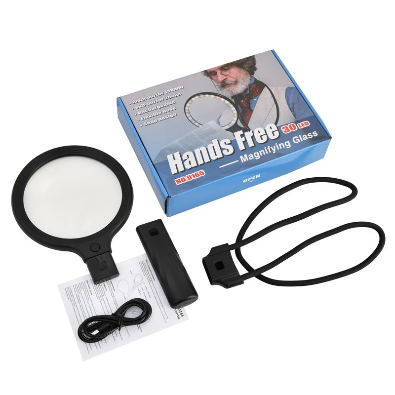 5X 10X LED Magnifying Glass – Handheld, Hands-Free & Desktop