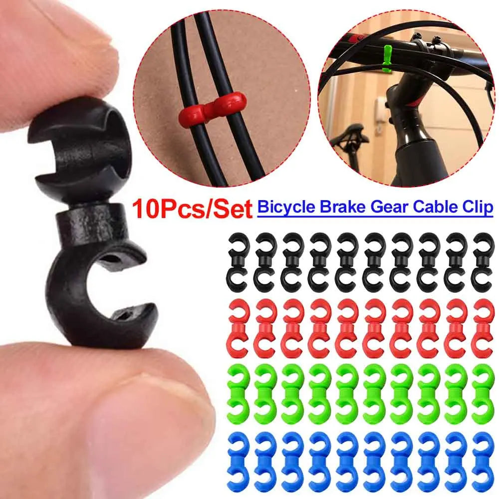 10-Pack Rotatable Bike Cable Clips – MTB Brake & Shift S-Hook