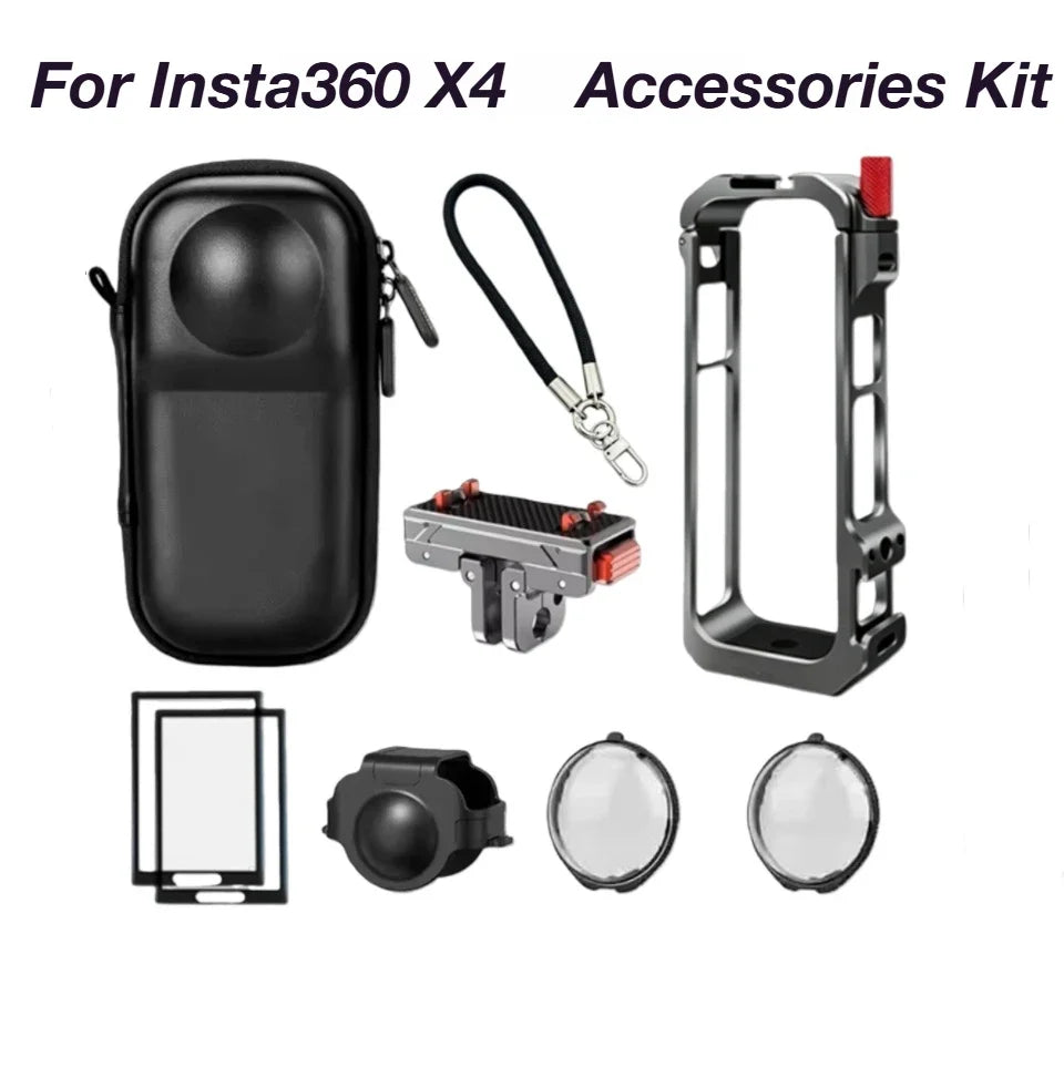 Aluminum Cage & Lens Cover for Insta360 X4 / X5 Camera