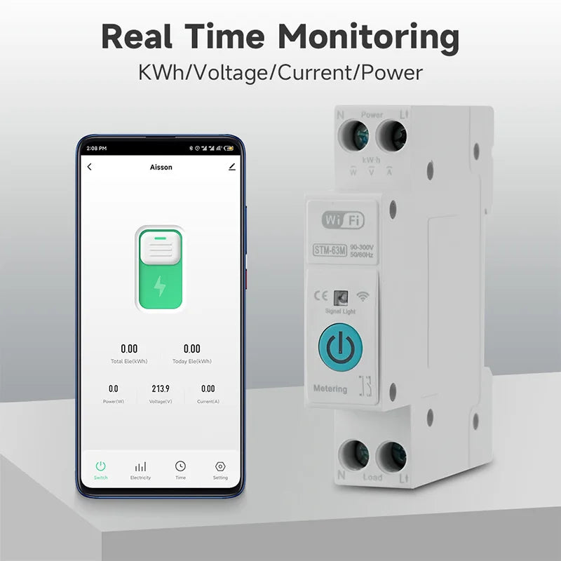 Tuya WiFi Smart Circuit Breaker 63A – Remote & Energy Monitor