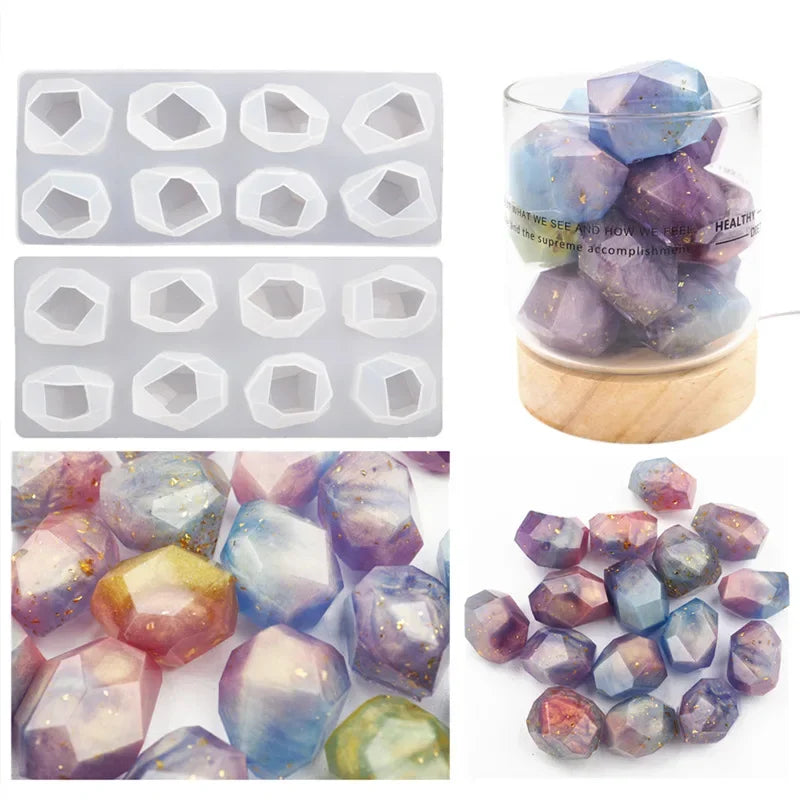 Crystal Gemstone Silicone Mold – Geometric Faceted Epoxy Resin DIY