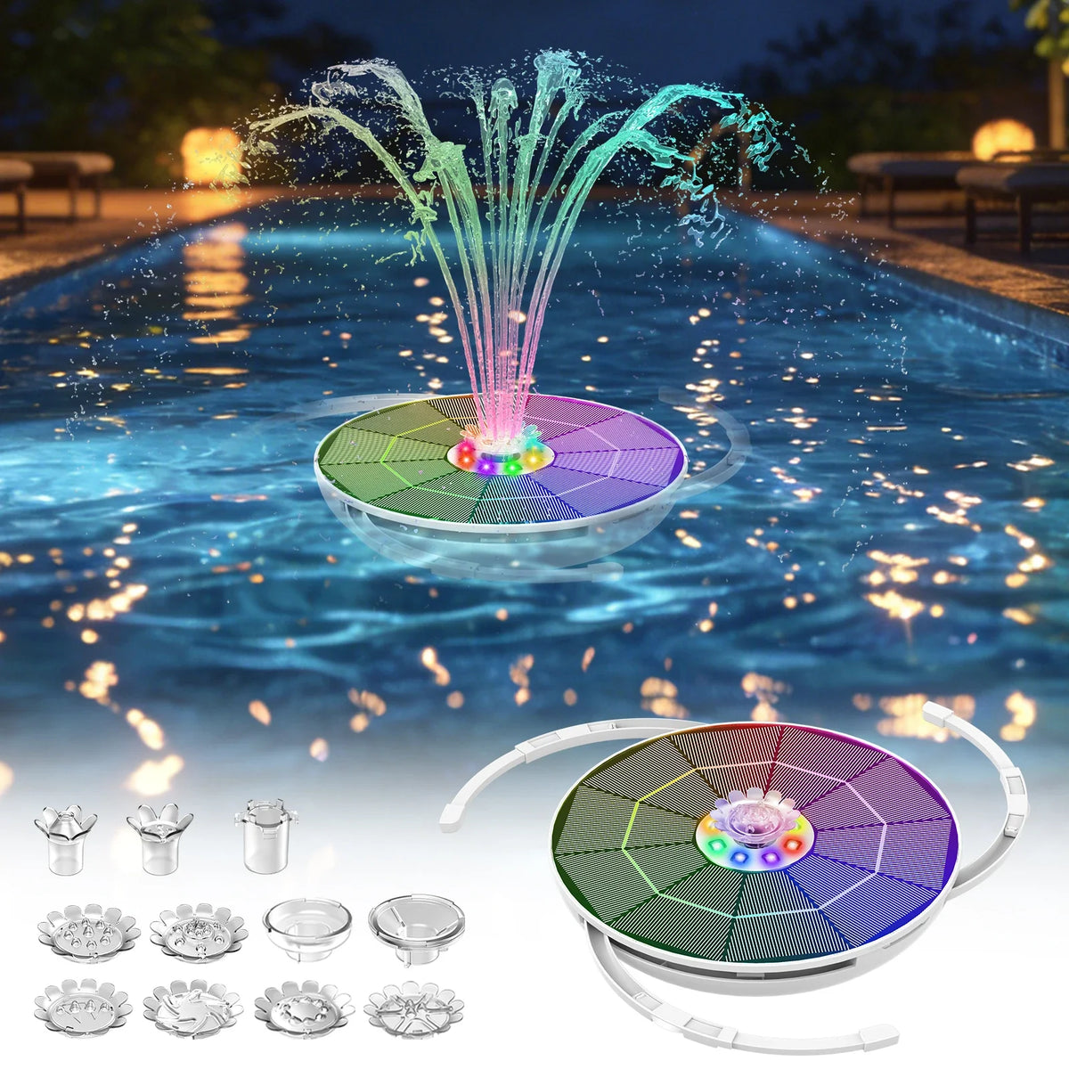 6.5W Solar Bird Bath Fountain Pump – LED Lights & Battery