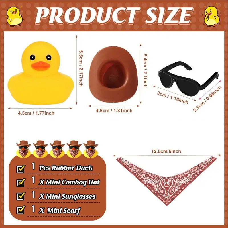 Car Rubber Duck Cowboy Cool Dashboard Ornament Sunglass Toy