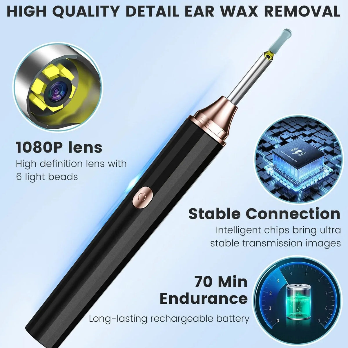 HOMEFISH WiFi Visible Ear Cleaning Tool | HD Camera & LED
