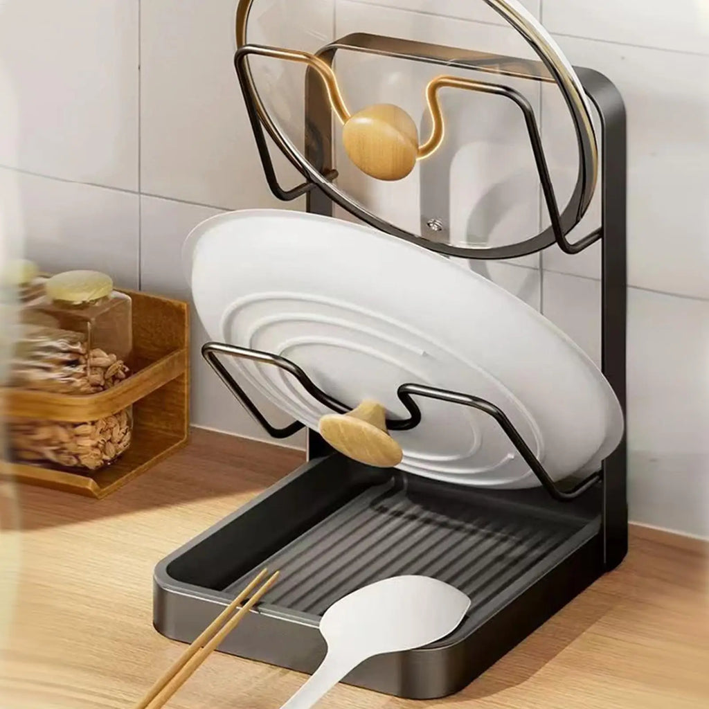 Pot Lid Rack Space Saving Anti-slip Kitchen Stand Storage Organizer