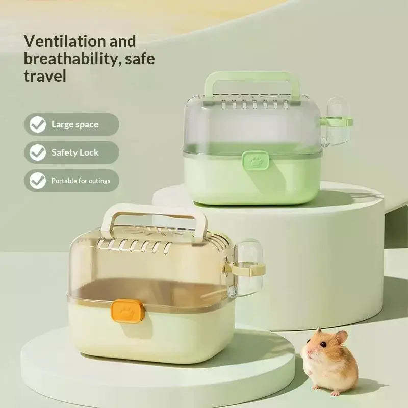 Portable Hamster Travel Cage with Handle & Water Bottle