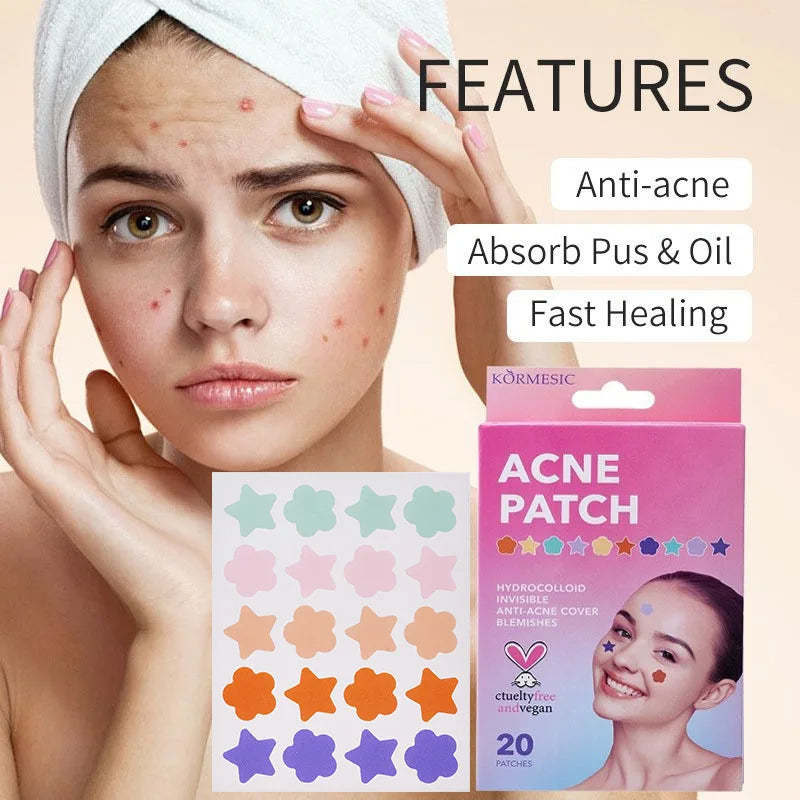 Colorful Star Acne Patches – Pimple & Blackhead Treatment 20pc