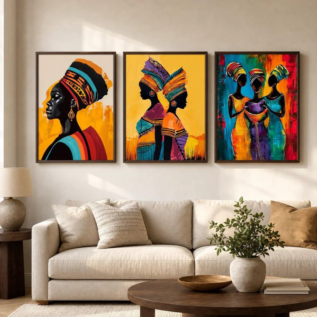 African Tribal Female Portrait Canvas Wall Art | Abstract Decor