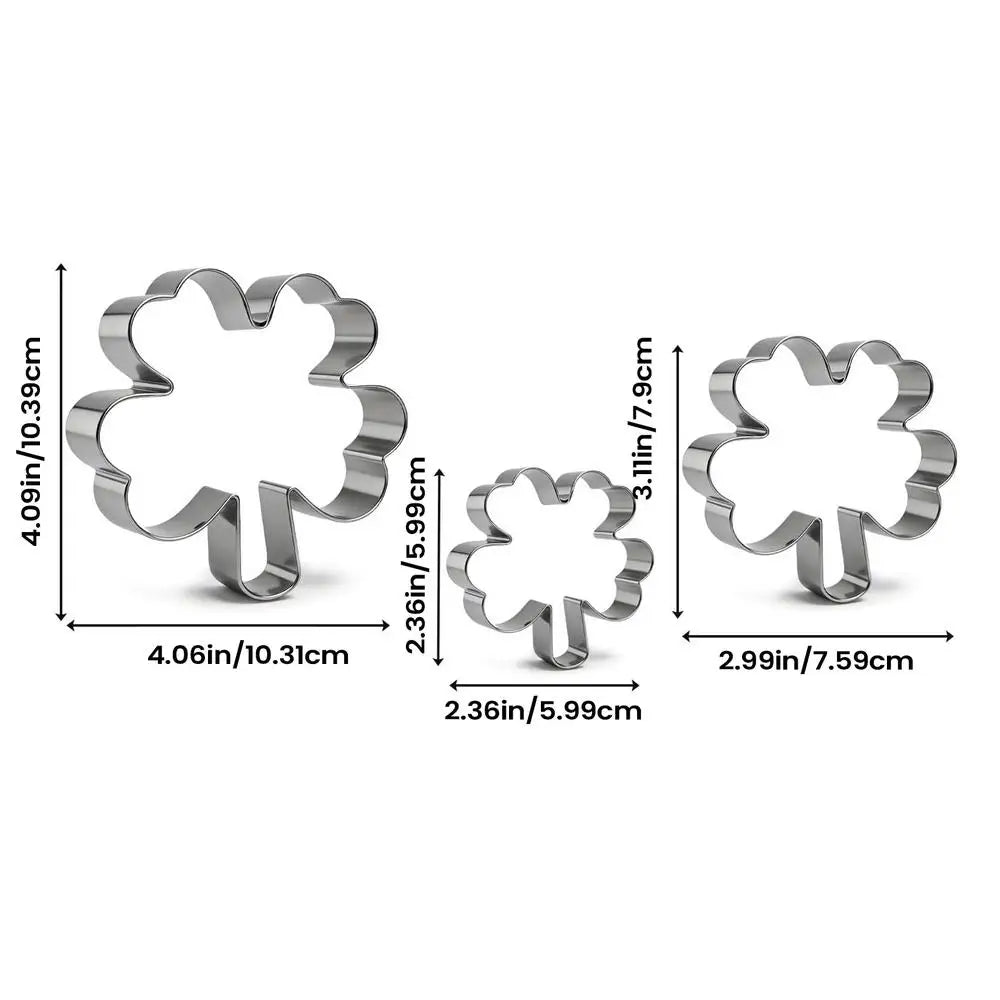 3-Piece St. Patrick's Day Clover Cookie Cutter Set – Stainless Steel