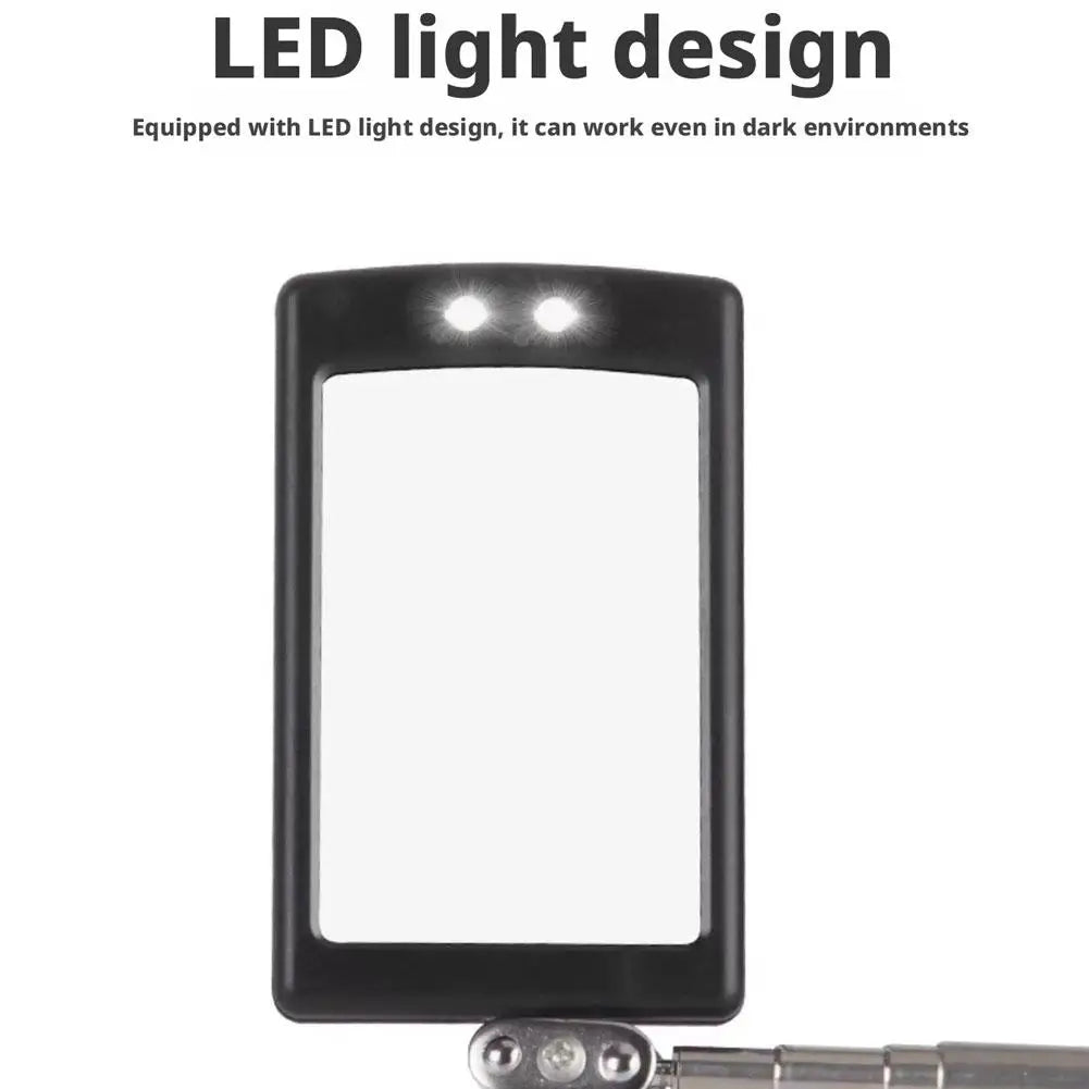 Telescoping LED Inspection Mirror – 360° Swivel & Extendable