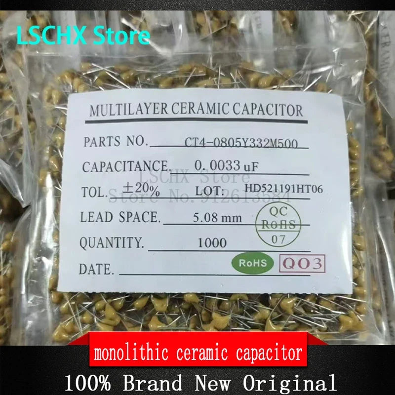 1000pcs 50V Monolithic Ceramic Capacitor Kit 10PF–10UF Assorted