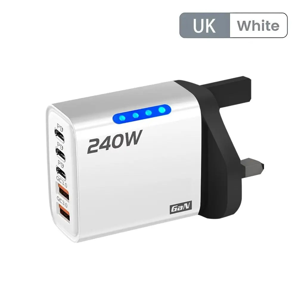 5-Port 240W USB-C PD Fast Wall Charger | iPhone & Samsung