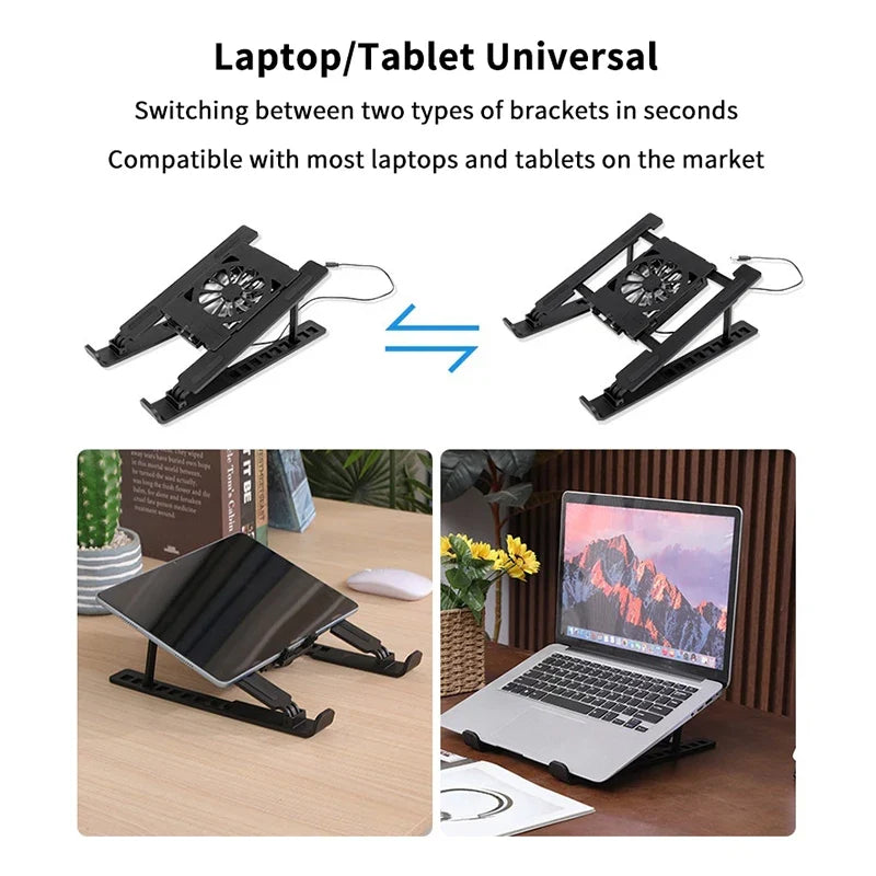 Foldable Laptop Cooling Stand with Fan – Portable Notebook Riser