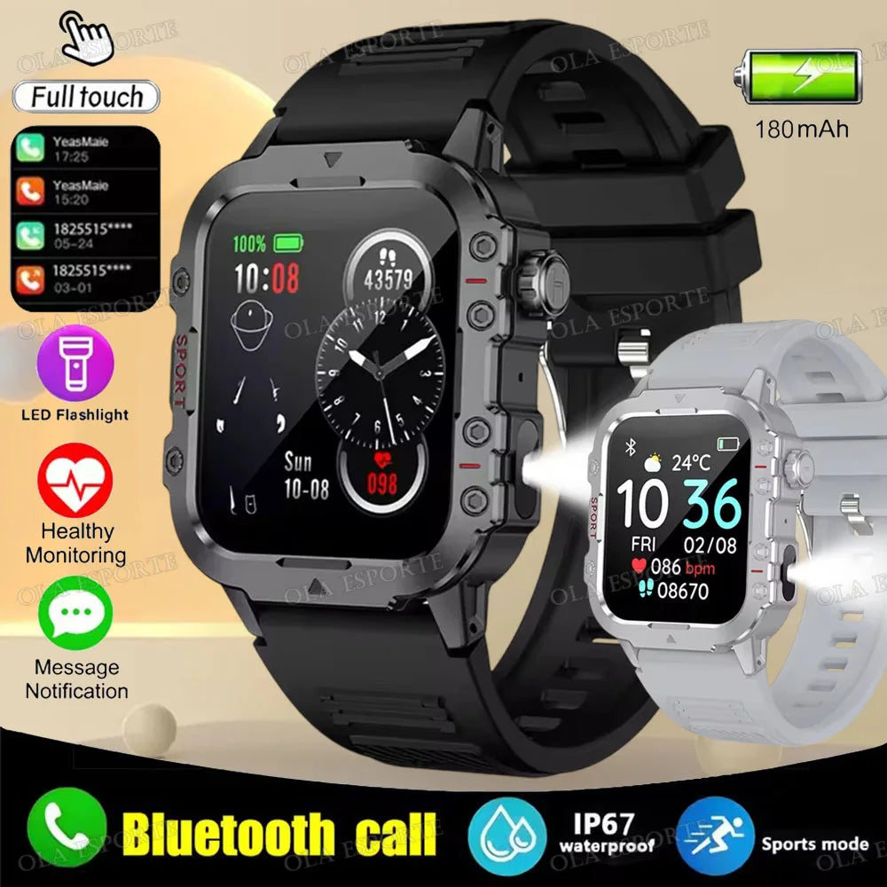 2024 Military Smart Watch Men Waterproof Outdoor Sports Fitness
