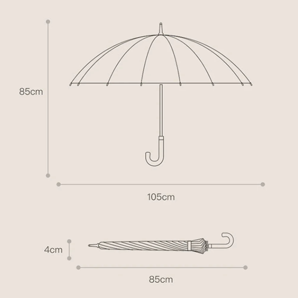 PEAKINBAGS 24-Bone Large UV Protection J-Handle Umbrella