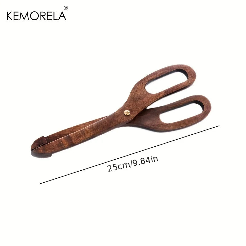 Wooden Scissor Kitchen Tongs – Non-Slip Salad & Grill Tongs