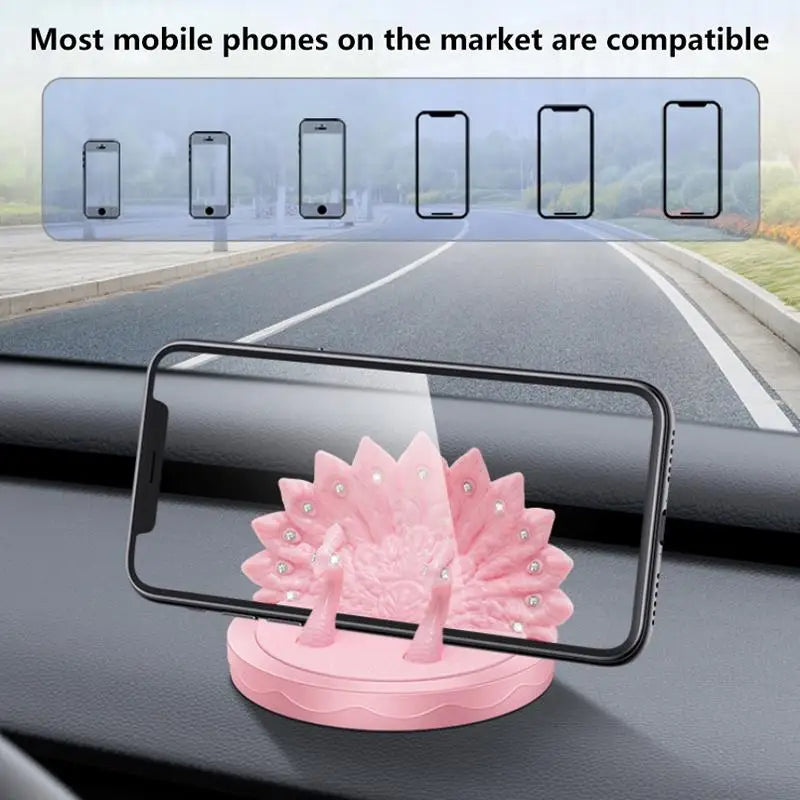 Peacock Rhinestone Car Phone Holder & Parking Number Plate
